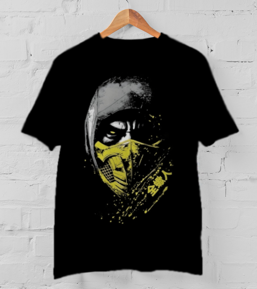 Scorpion Get Over Here Mortal Kombat Classic Yellow Mask T-Shirt
