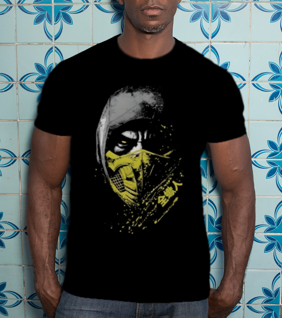 Scorpion Get Over Here Mortal Kombat Classic Yellow Mask T-Shirt