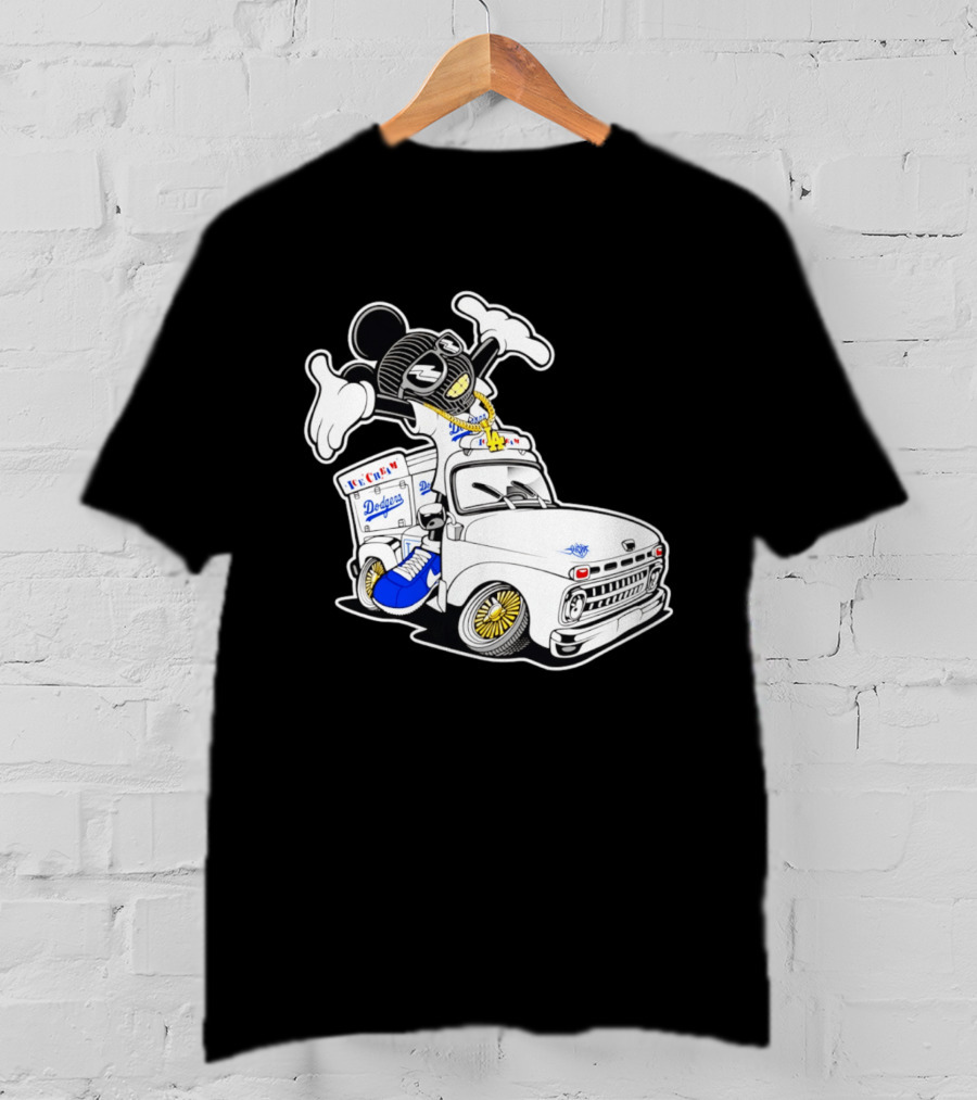 Los Angeles Dodgers Mickey Ice Cream Truck Sneaker Chain T-Shirt