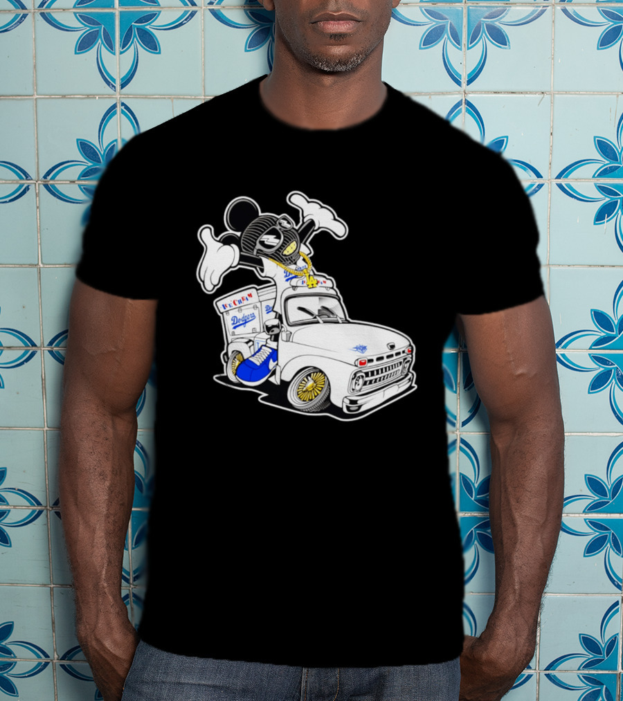 Los Angeles Dodgers Mickey Ice Cream Truck Sneaker Chain T-Shirt