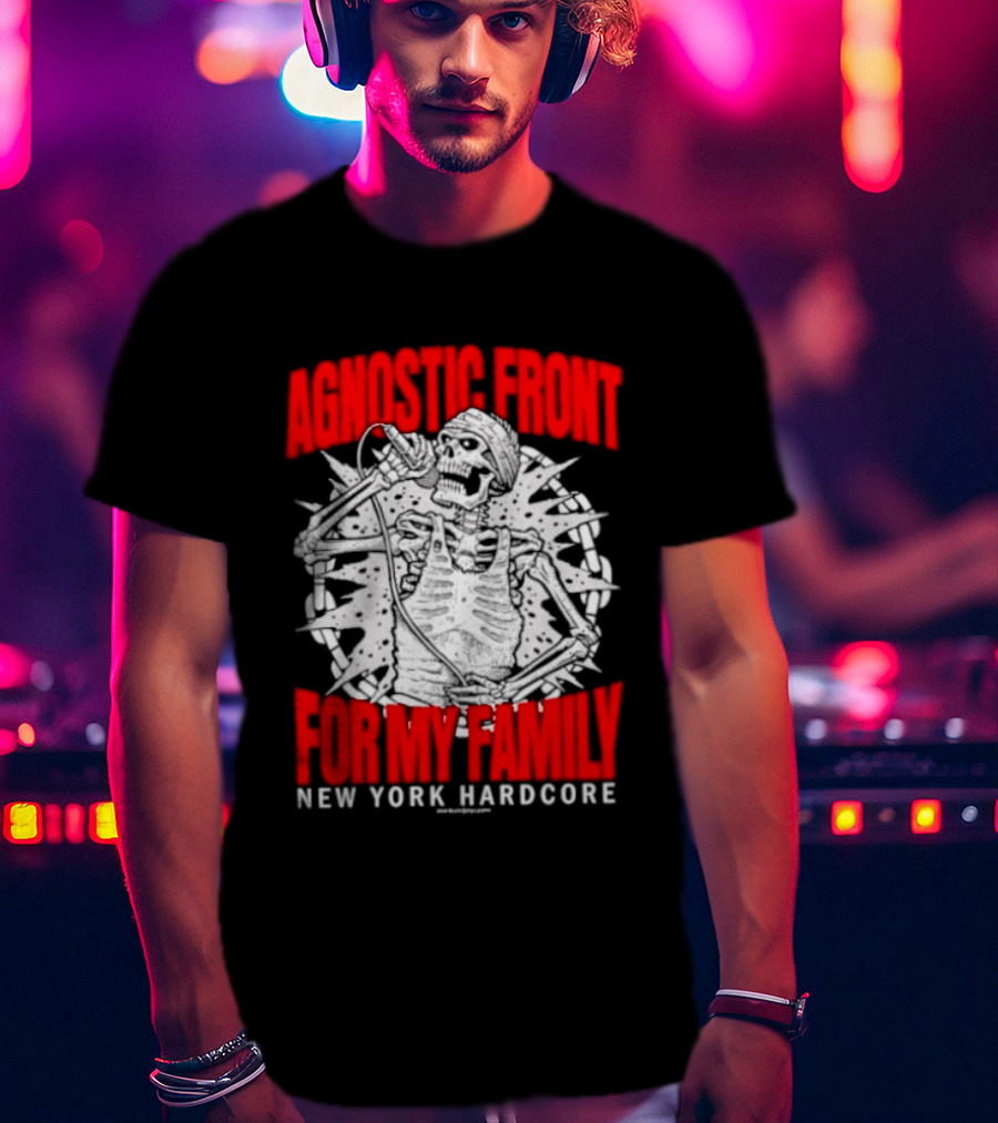 Agnostic Front Skeleton For My Family New York Hardcore T-Shirt