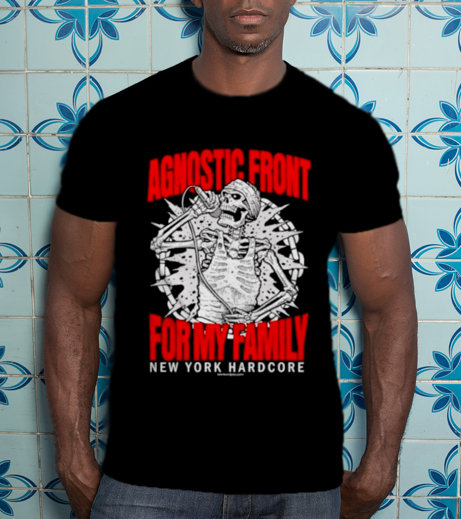 Agnostic Front Skeleton For My Family New York Hardcore T-Shirt