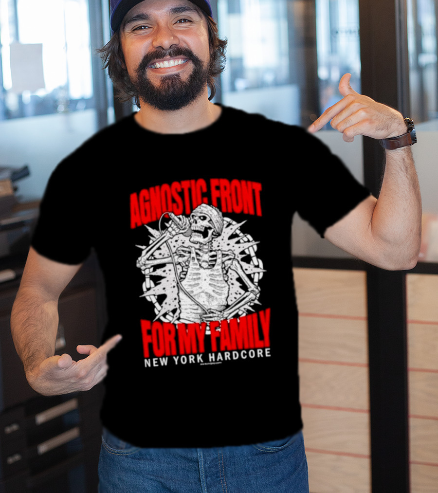 Agnostic Front Skeleton For My Family New York Hardcore T-Shirt