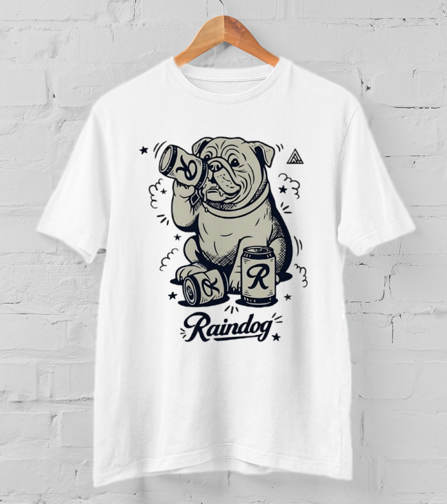 Raindog Bulldog Drinking R Can T-Shirt