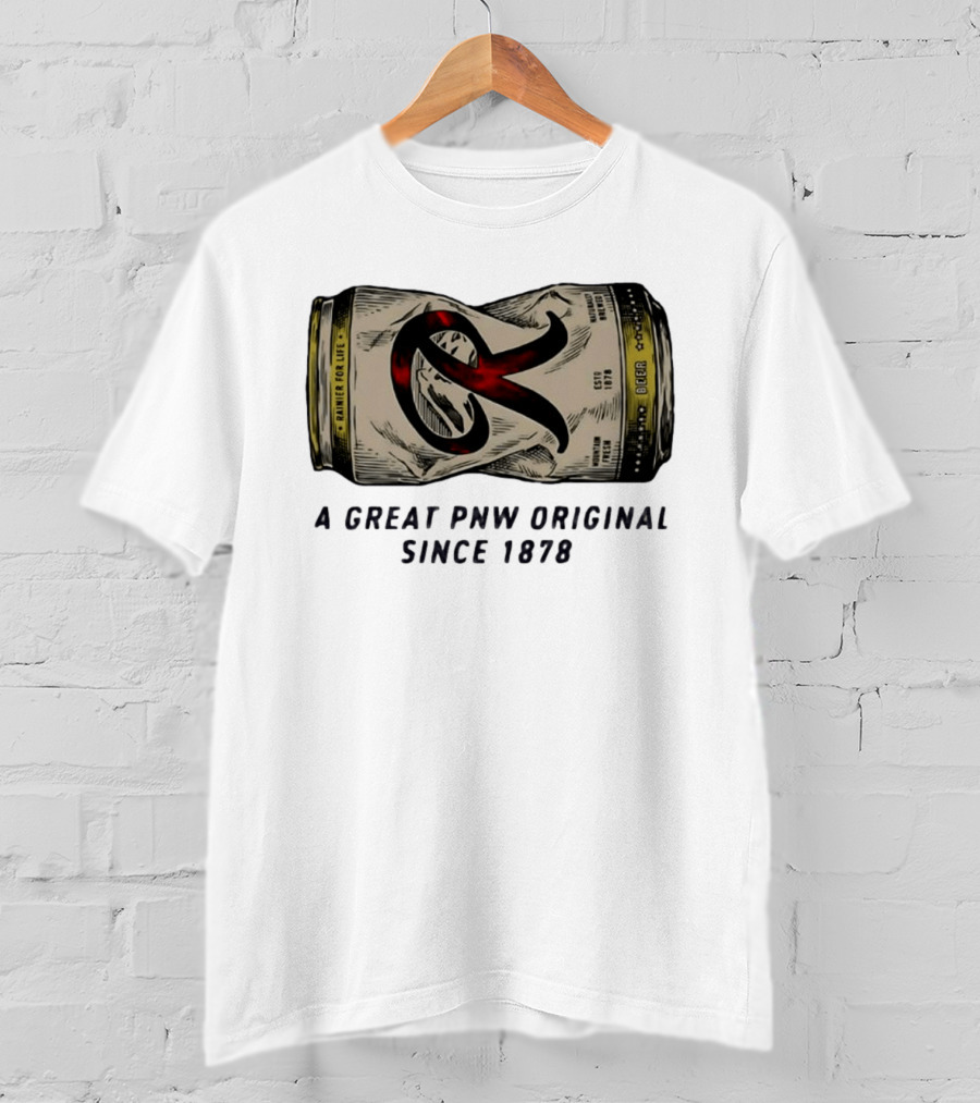 Rainier Beer Crushed Can A Great PNW Original Rainier For Life Since 1878 T-Shirt