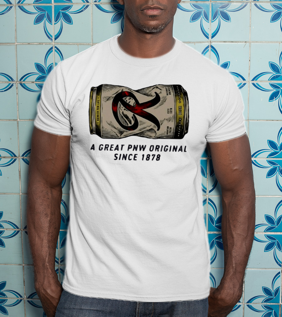 Rainier Beer Crushed Can A Great PNW Original Rainier For Life Since 1878 T-Shirt
