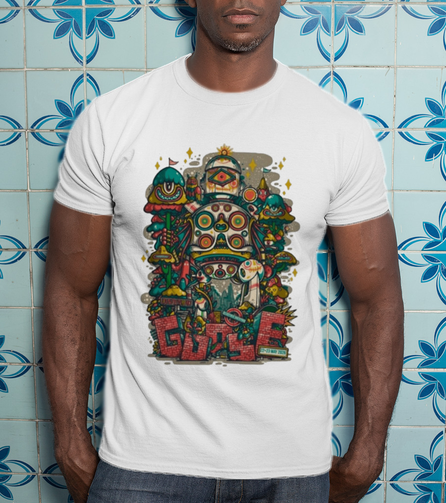 Goose London UK Tour May 22 23 2026 Psychedelic Robot Mushroom T-Shirt