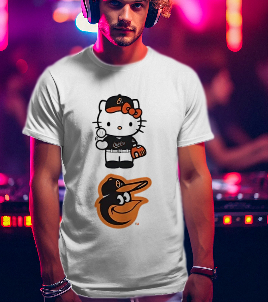 Hello Kitty Baltimore Orioles Baseball Fan Merchandise T-Shirt