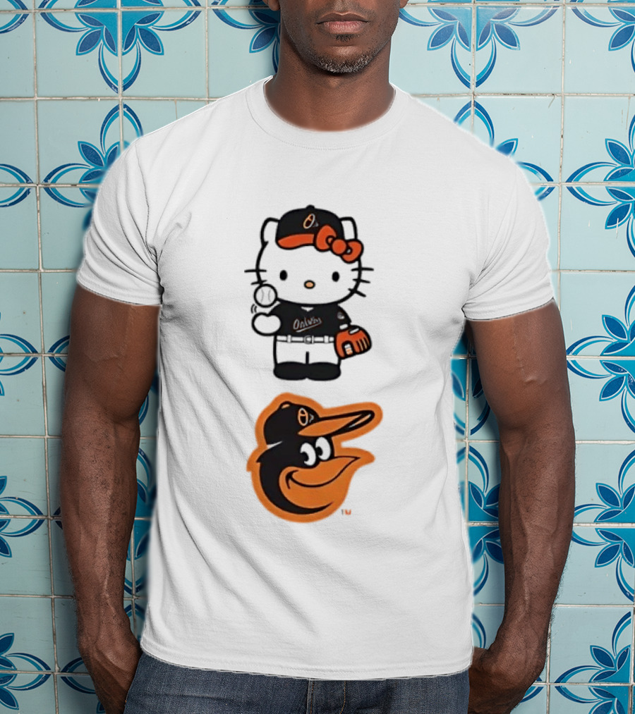 Hello Kitty Baltimore Orioles Baseball Fan Merchandise T-Shirt