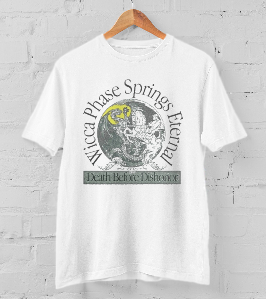 Wicca Phase Springs Eternal Moon Globe Death Before Dishonor T-Shirt