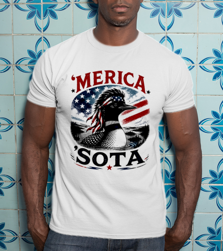 Merica 'Sota Loon Stars Stripes American Flag T-Shirt