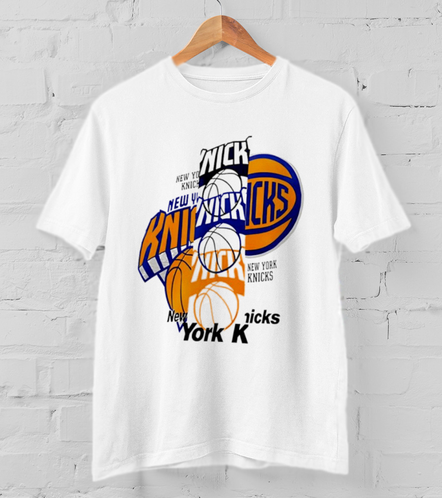 New York Knicks Basketball Collage Fragmented T-Shirt
