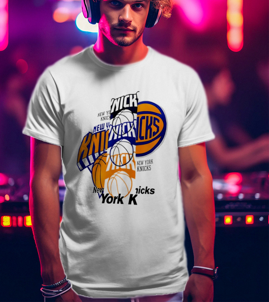 New York Knicks Basketball Collage Fragmented T-Shirt