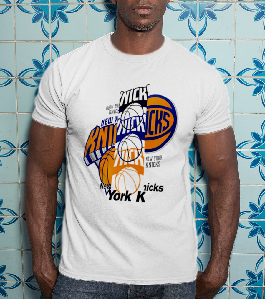New York Knicks Basketball Collage Fragmented T-Shirt