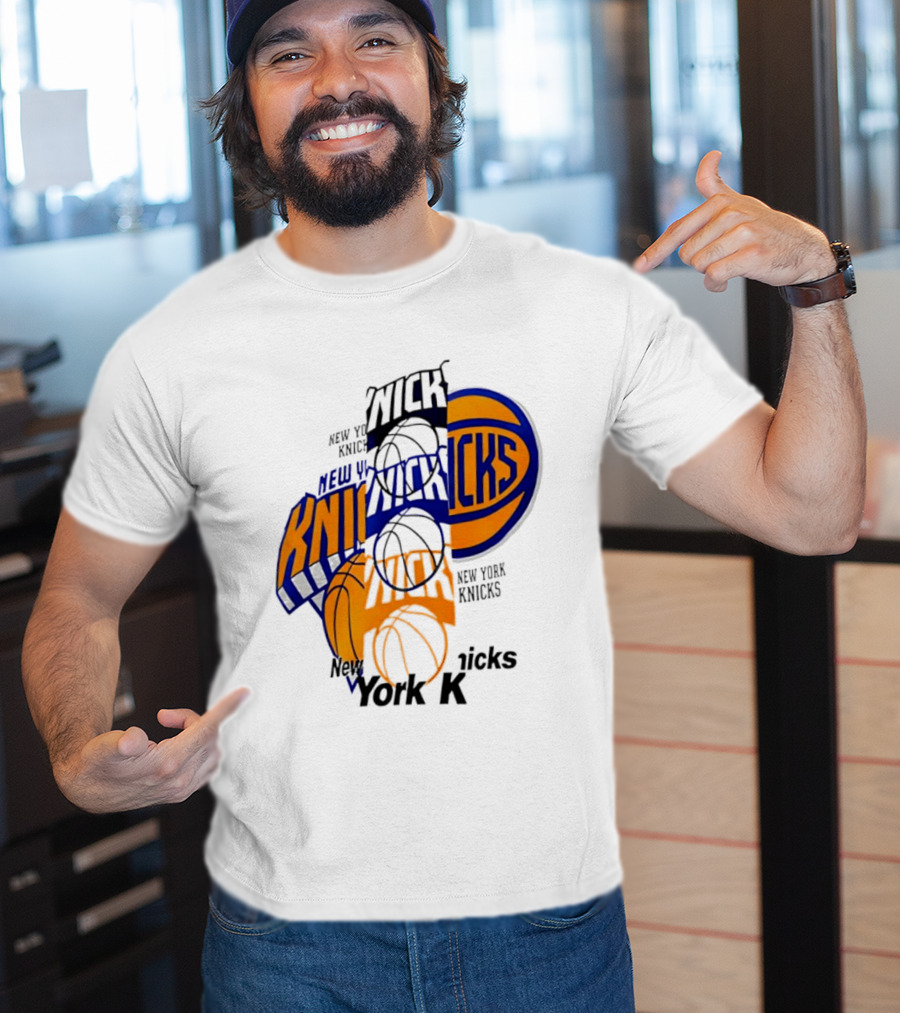 New York Knicks Basketball Collage Fragmented T-Shirt