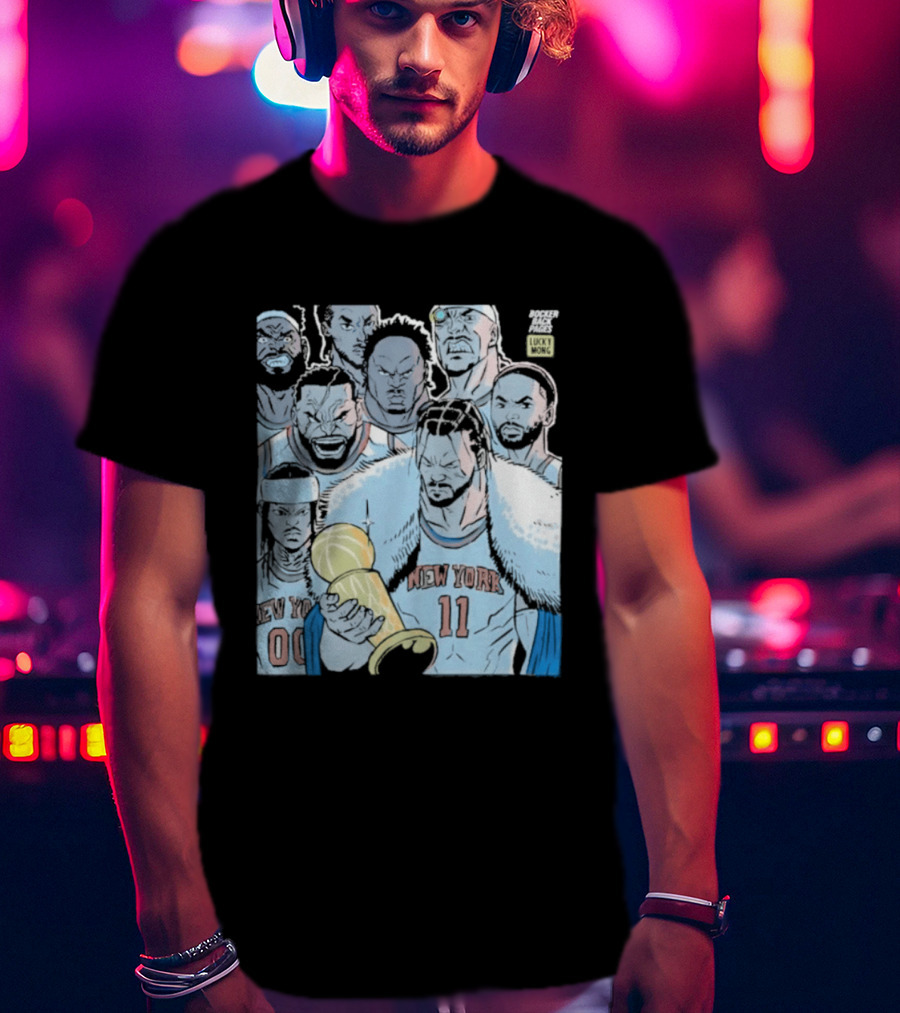 New York Knicks Anime Basketball Players 2026 Championship Trophy T-Shirt