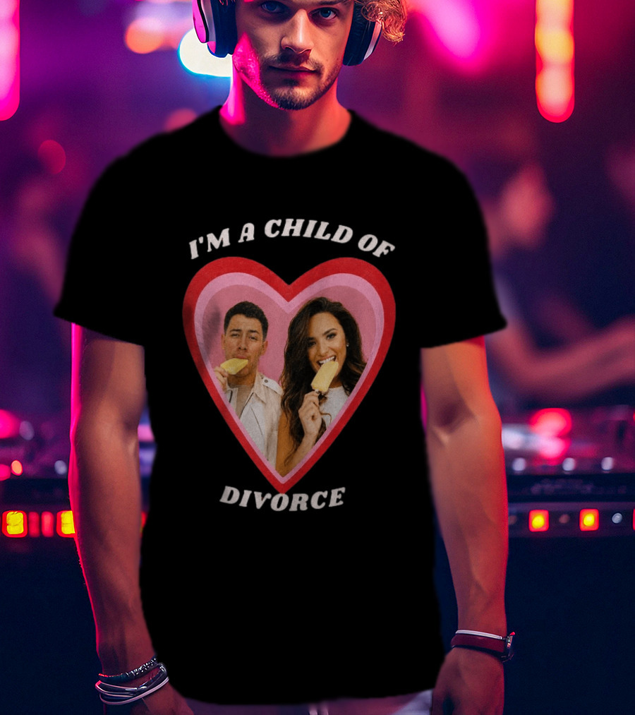 I'm A Child Of Divorce Nick Jonas Demi Lovato Heart Popsicle Image T-Shirt