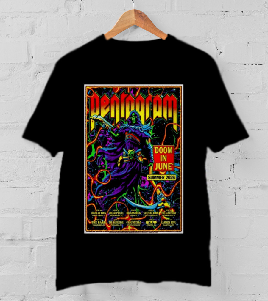 Pentagram Doom In June Summer 2026 Tour House Of Rock Chelsea's Live Brass T-Shirt