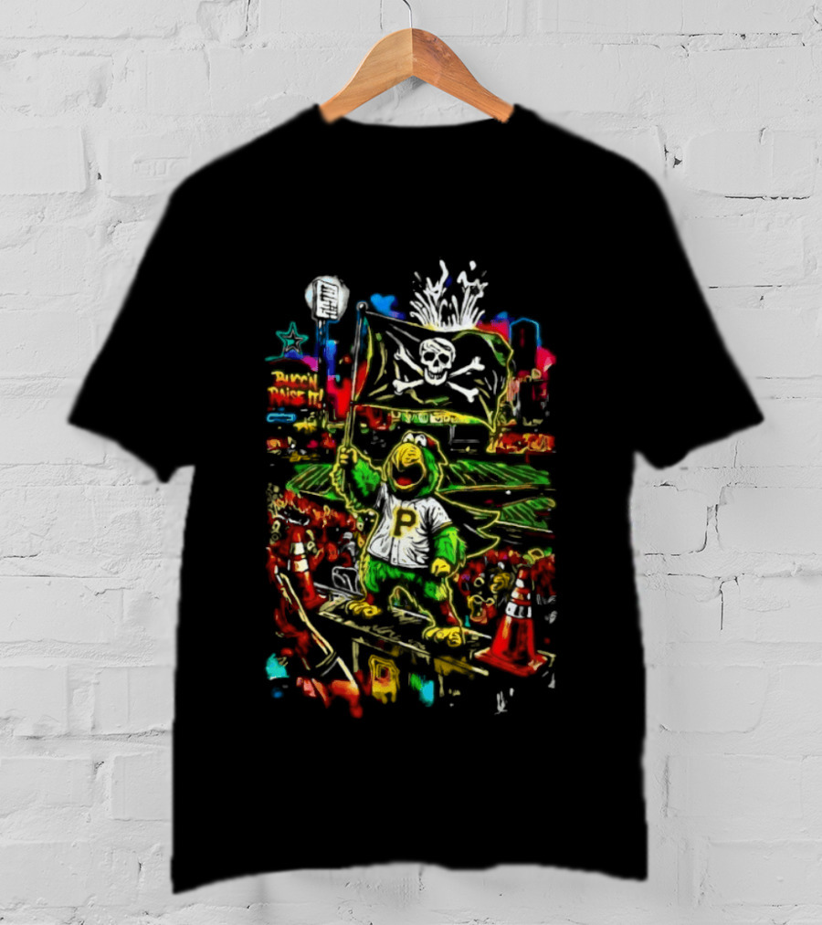 Pirate Parrot Pittsburgh Pirates Bucc'n Raise It Skull Flag T-Shirt