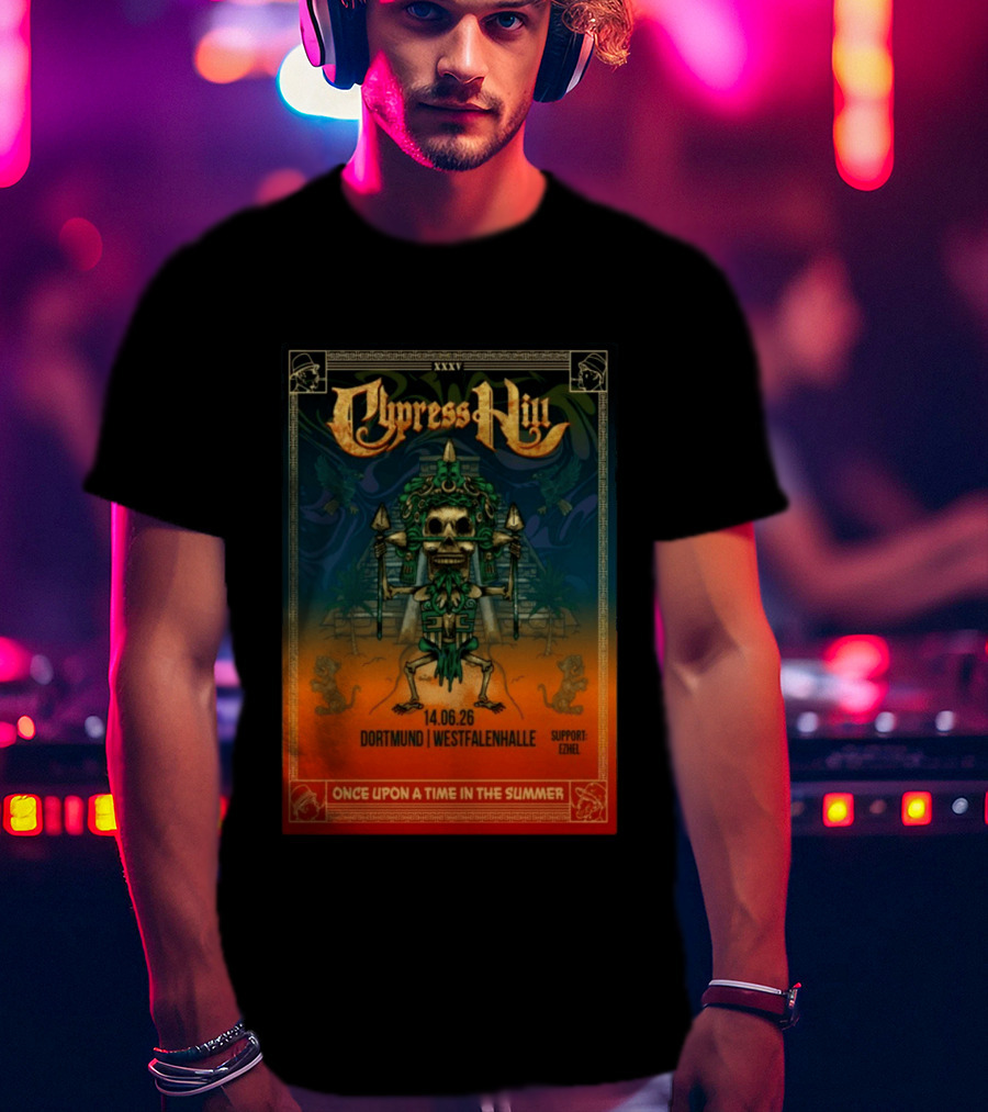 Cypress Hill XXXV Dortmund Westfalenhalle 14.06.26 Support E7hel Once Upon A Time In The Summer Skeleton Warrior T-Shirt