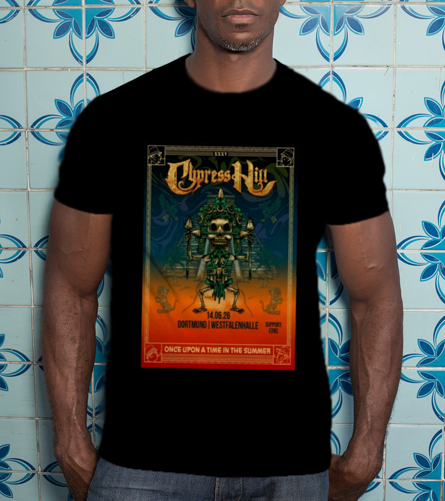 Cypress Hill XXXV Dortmund Westfalenhalle 14.06.26 Support E7hel Once Upon A Time In The Summer Skeleton Warrior T-Shirt