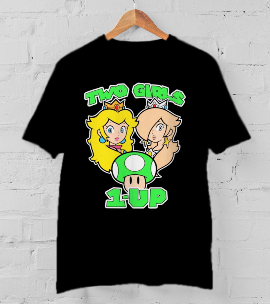 Two Girls 1 Up Mushroom Princesses Gaming T-Shirt