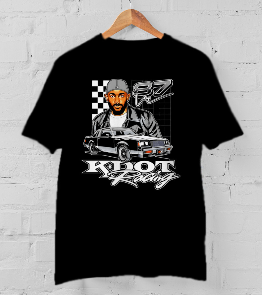 Kdot Racing 87 Vintage Car And Checkered Flag T-Shirt