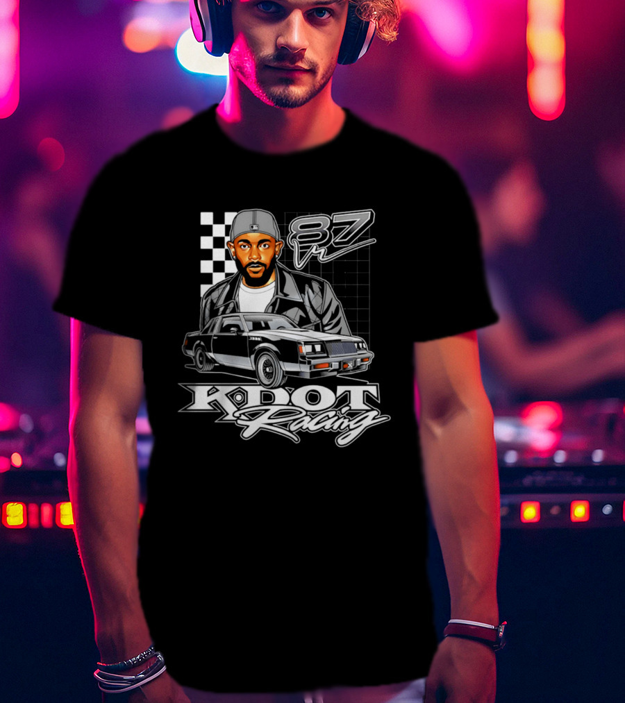 Kdot Racing 87 Vintage Car And Checkered Flag T-Shirt
