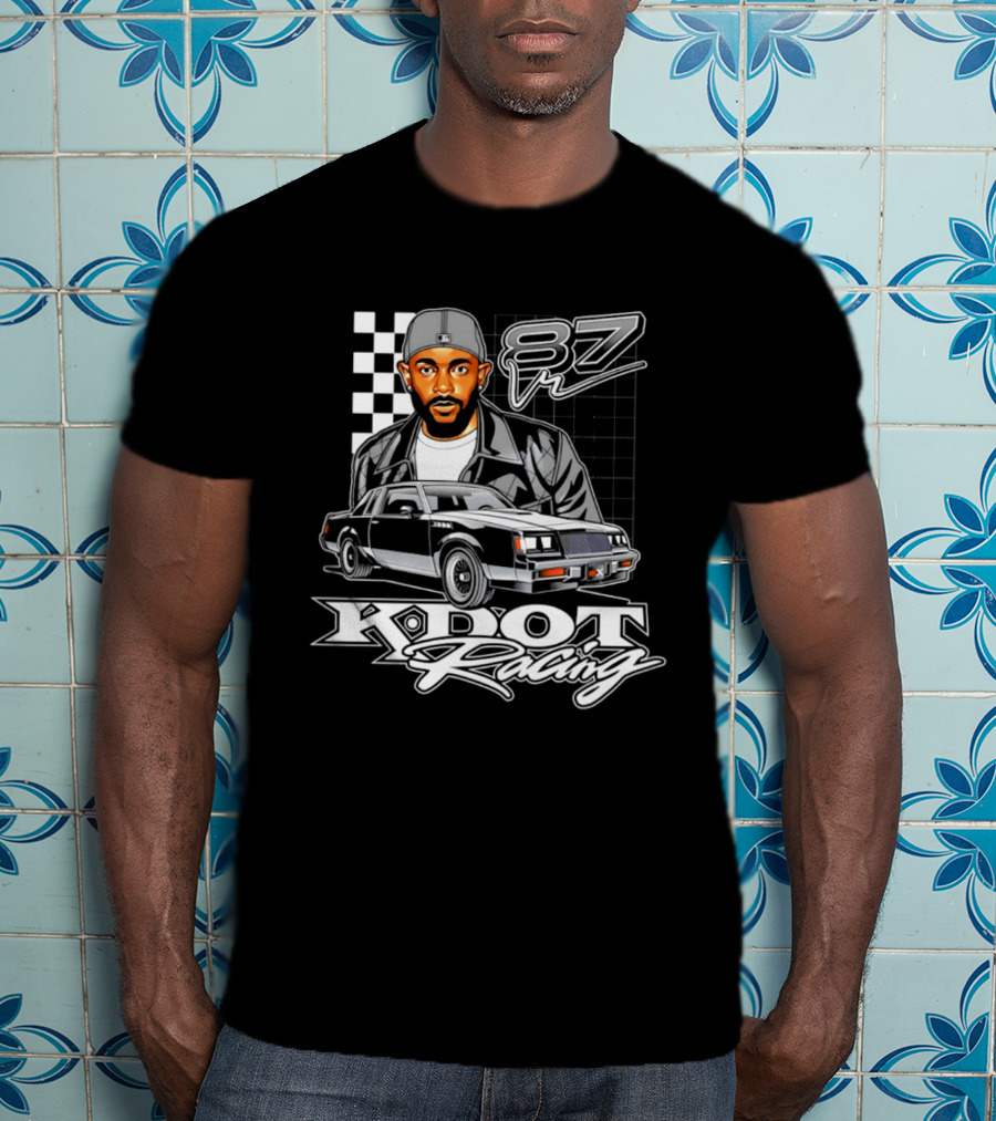 Kdot Racing 87 Vintage Car And Checkered Flag T-Shirt