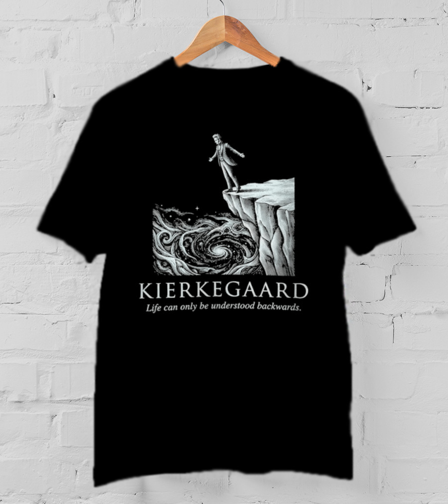 Kierkegaard Life Can Only Be Understood Backwards Cliff Edge T-Shirt
