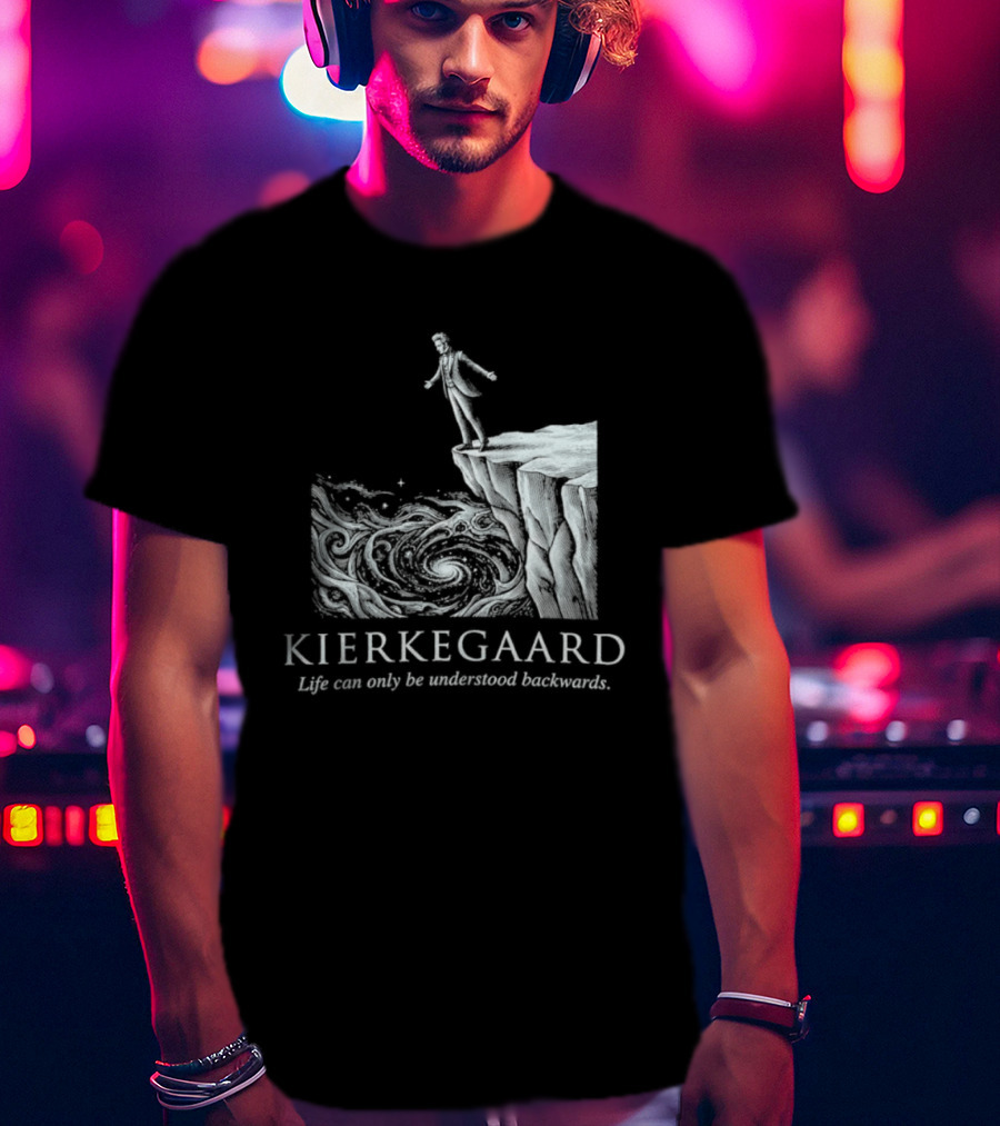 Kierkegaard Life Can Only Be Understood Backwards Cliff Edge T-Shirt