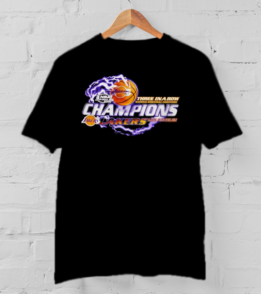 NBA Champions Los Angeles Lakers Three In A Row National Basketball Association T-Shirt