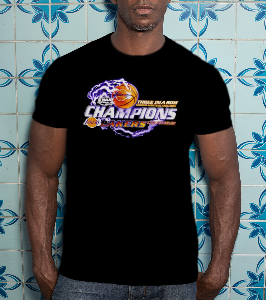 NBA Champions Los Angeles Lakers Three In A Row National Basketball Association T-Shirt
