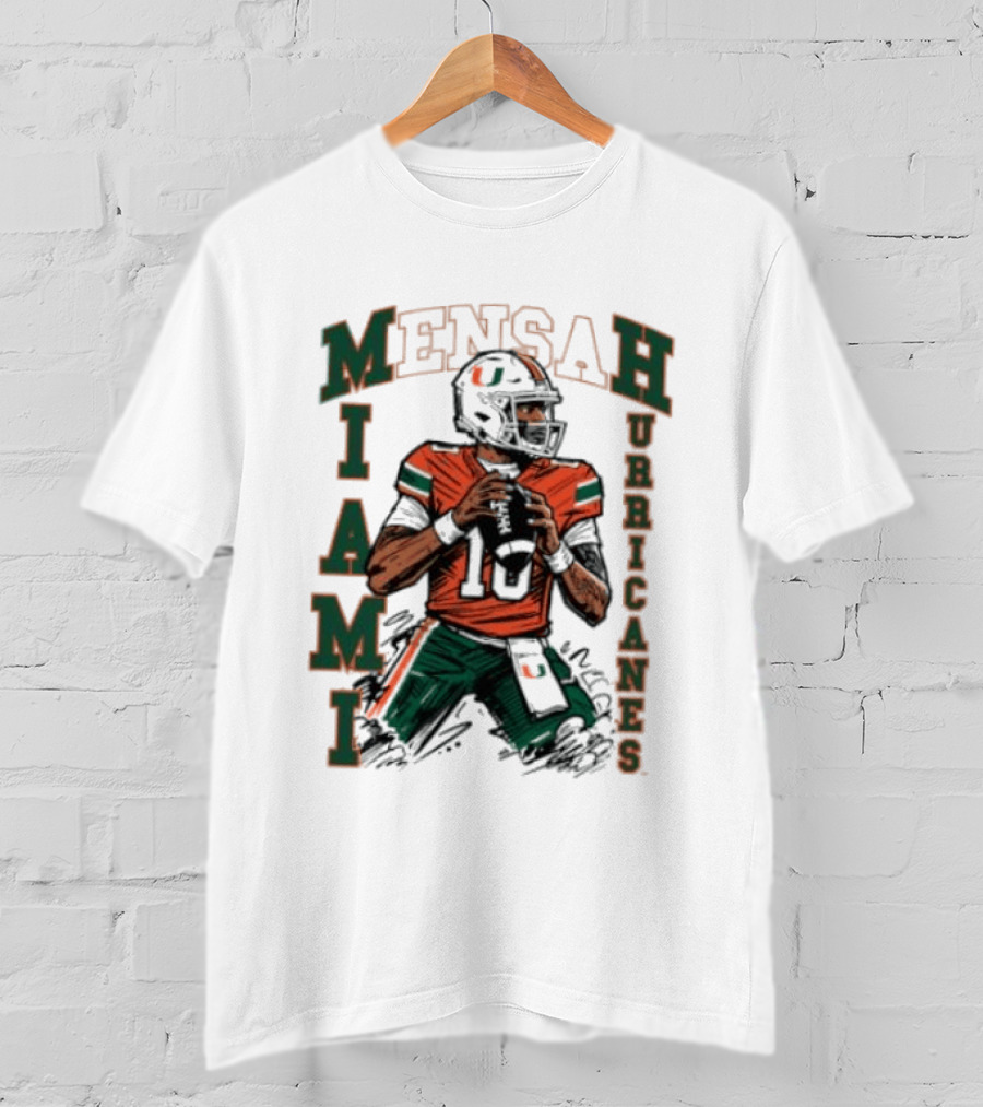 Mensah Miami Hurricanes Football Player Sketch T-Shirt