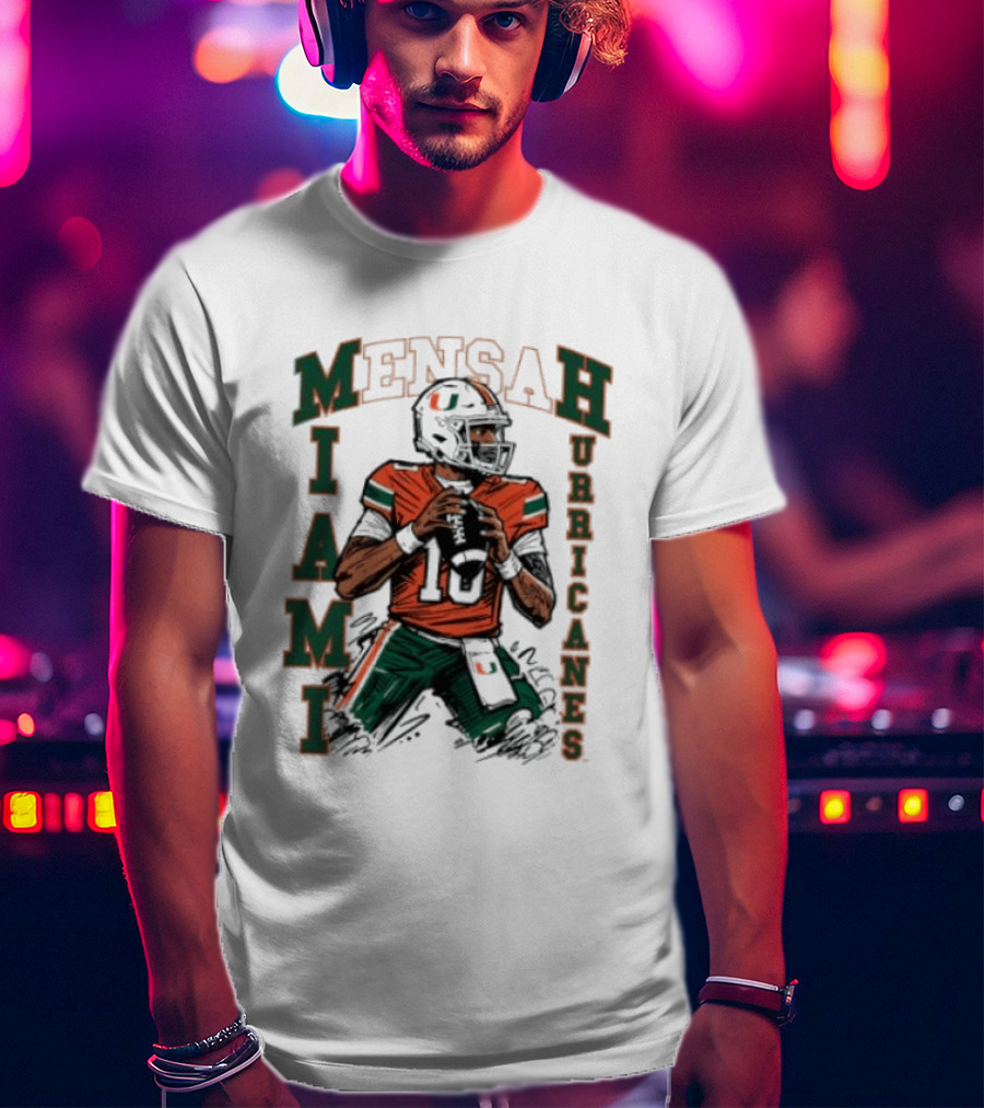 Mensah Miami Hurricanes Football Player Sketch T-Shirt