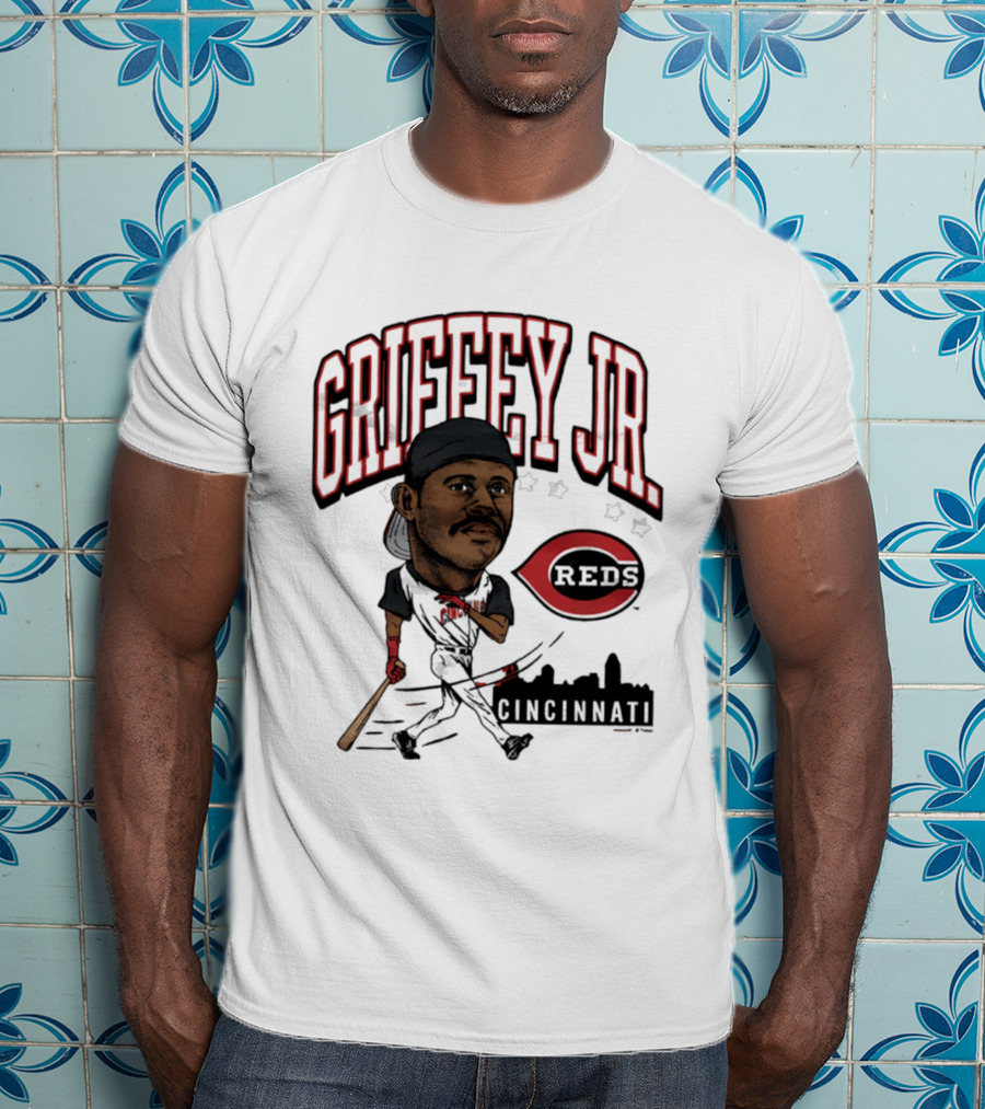 Cincinnati Reds Griffey Jr Caricature Tri Blend T-Shirt
