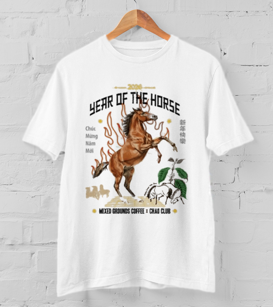 2026 Year Of The Horse Mixed Grounds Coffee Chuc Mung Nam Moi Collaboration T-Shirt
