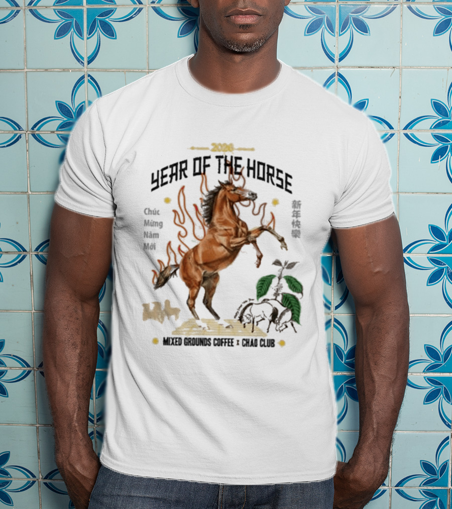 2026 Year Of The Horse Mixed Grounds Coffee Chuc Mung Nam Moi Collaboration T-Shirt
