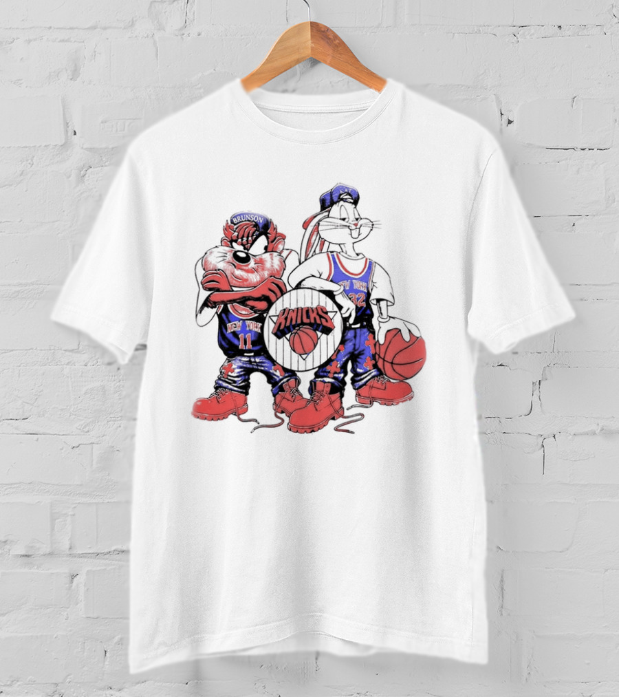 Officila Looney Tunes Bugs Bunny Taz Knicks NYK Basketball T-Shirt