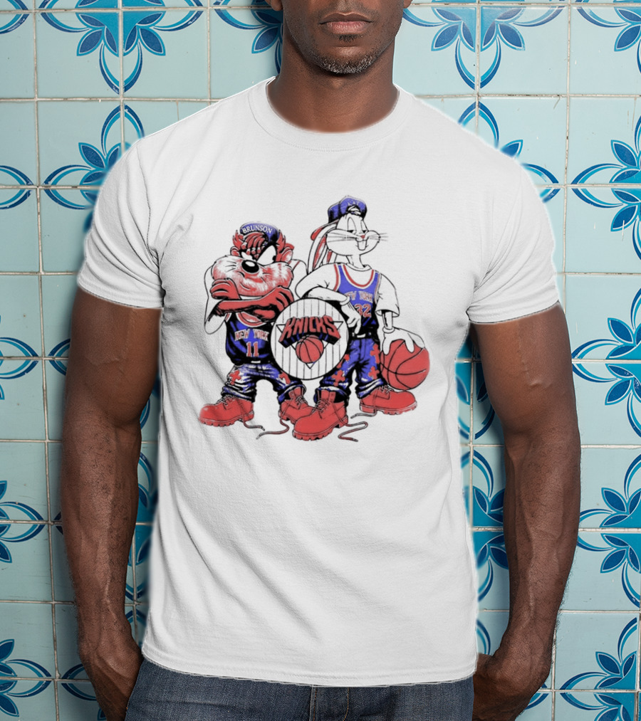 Officila Looney Tunes Bugs Bunny Taz Knicks NYK Basketball T-Shirt