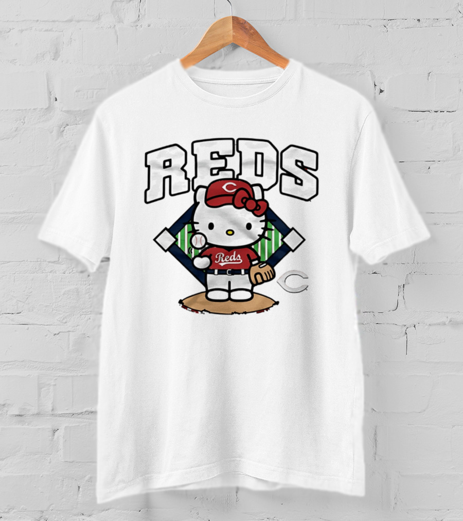 Hello Kitty Cincinnati Reds Collaboration With Baseball Theme 2026 T-Shirt