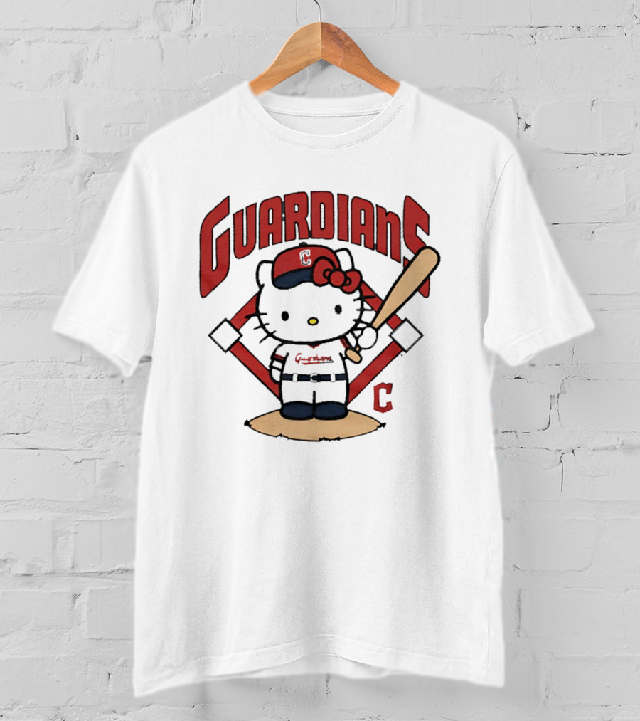 Hello Kitty Cleveland Guardians MLB 2026 Cartoon Collaboration T-Shirt