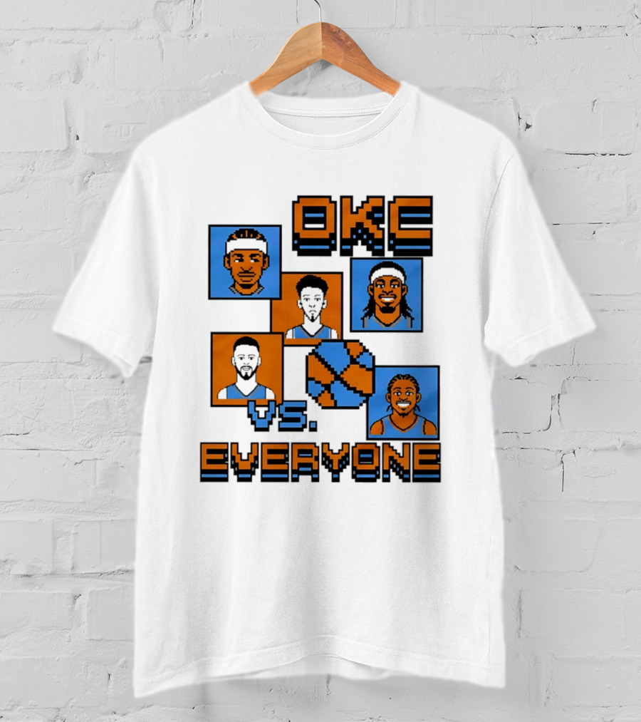 Oklahoma City Thunder OKC Vs Everyone 8 Bit Basketball Pixel Art Characters T-Shirt