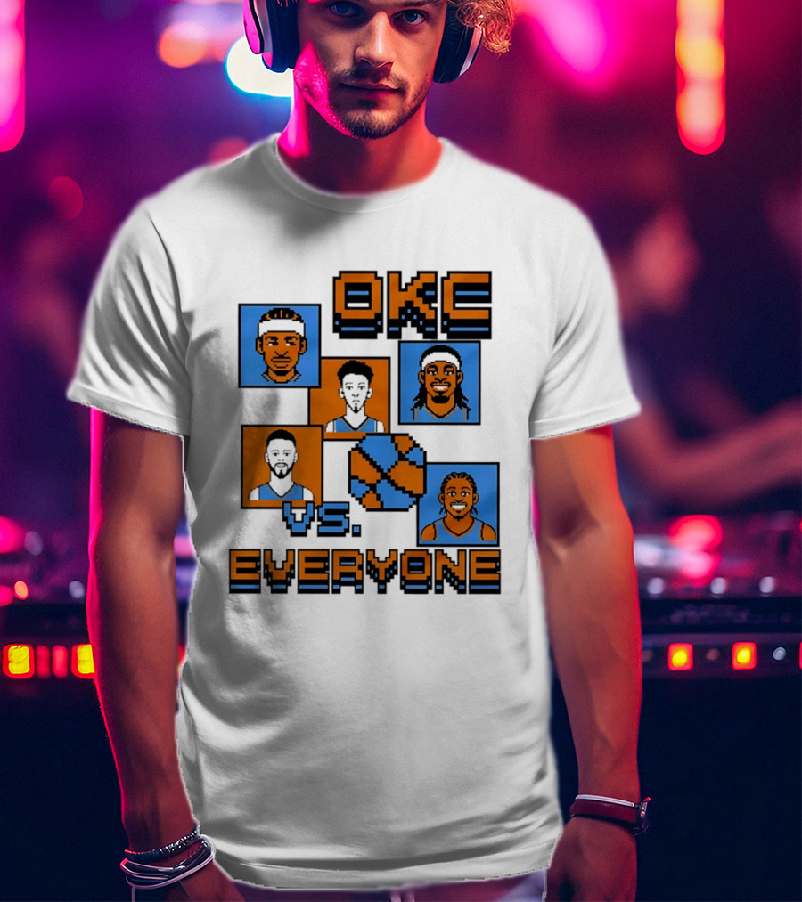Oklahoma City Thunder OKC Vs Everyone 8 Bit Basketball Pixel Art Characters T-Shirt