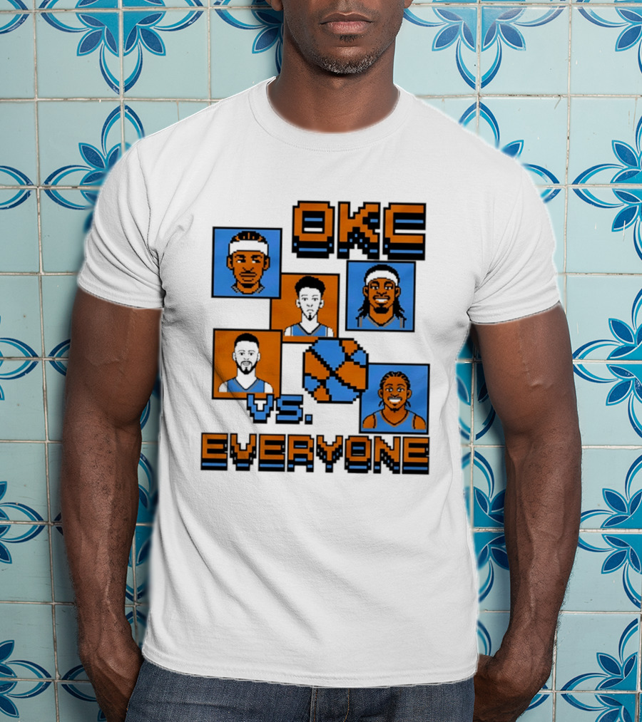 Oklahoma City Thunder OKC Vs Everyone 8 Bit Basketball Pixel Art Characters T-Shirt