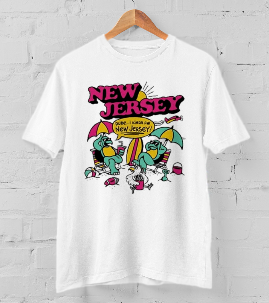 New Jersey 2026 Vibe Cartoon Relaxing Beach Chill Fun T-Shirt