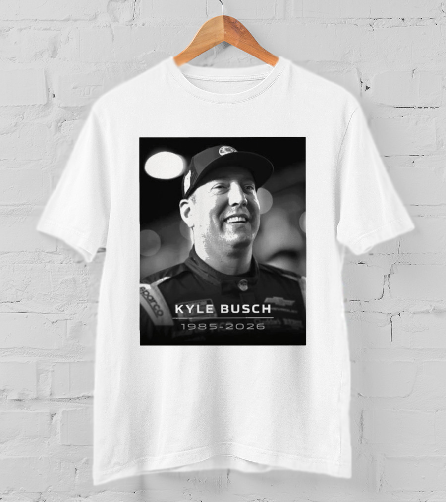 Kyle Busch 1985 2026 Racing Tribute Black And White T-Shirt