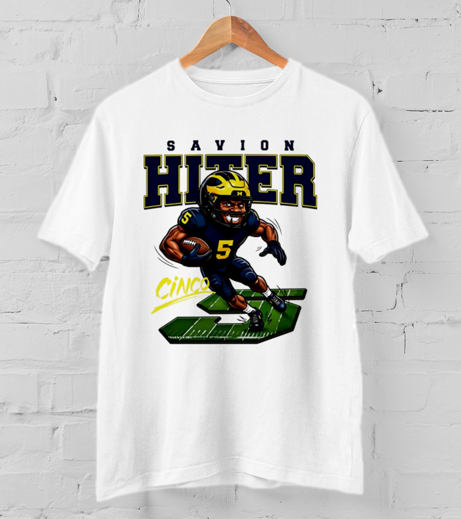 Savion Hiter Michigan Football Cinco 5 Mascot Caricature T-Shirt