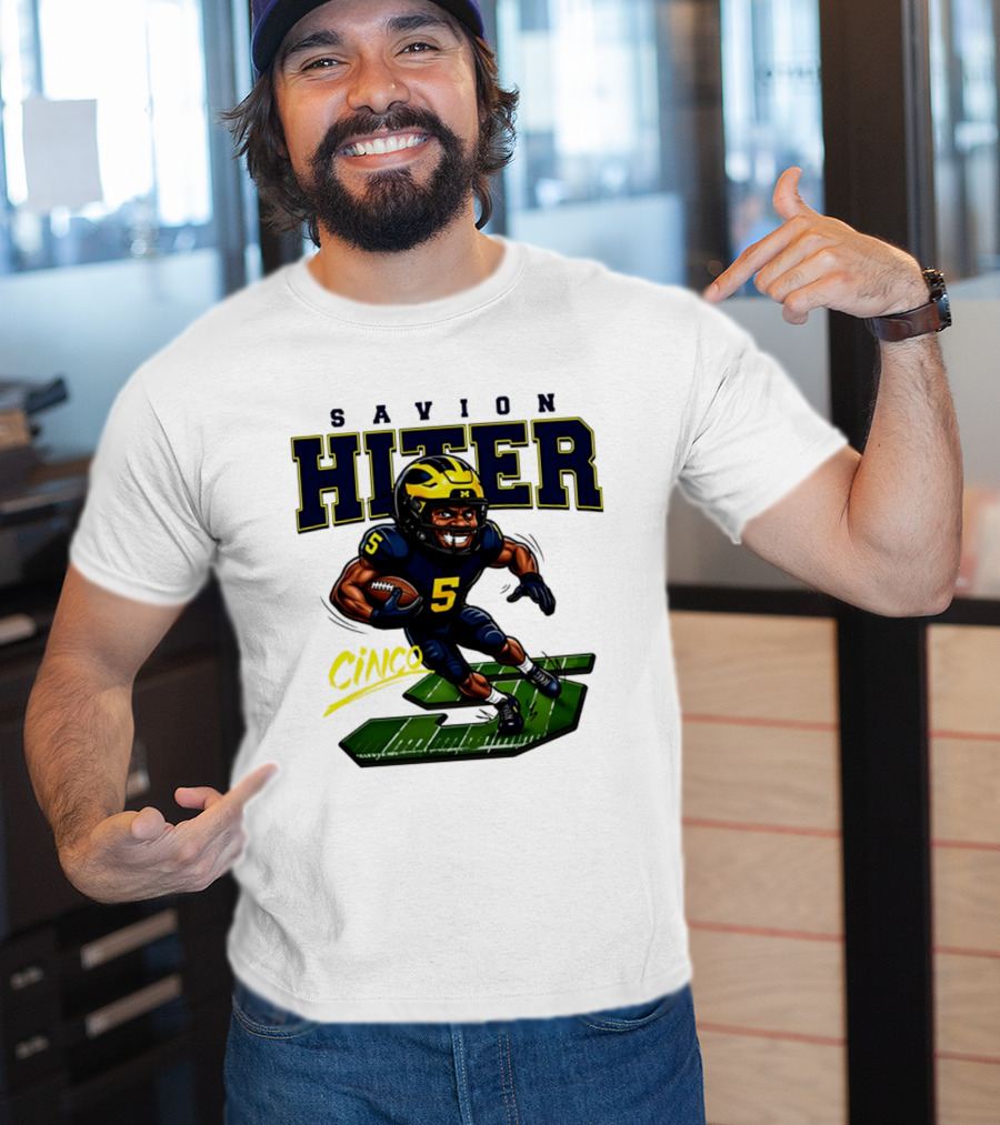 Savion Hiter Michigan Football Cinco 5 Mascot Caricature T-Shirt