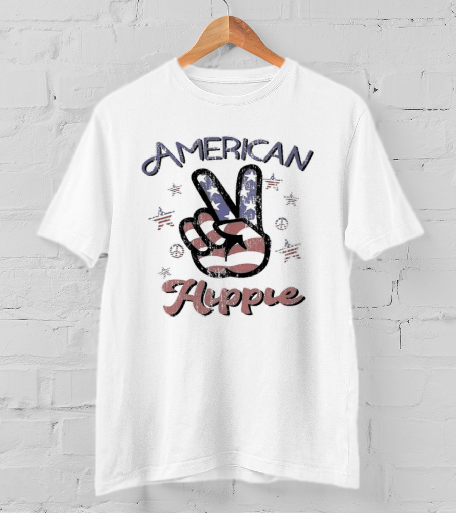 Peace Sign Stars And Stripes American Hippie T-Shirt